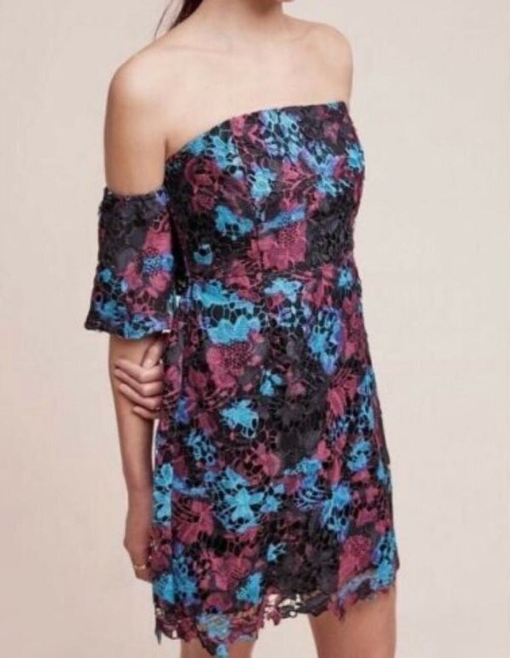 NEW PLENTY BY TRACY REESE ANTHROPOLOGIE JANDA OFF THE SHOULDER LACE DRESS 4